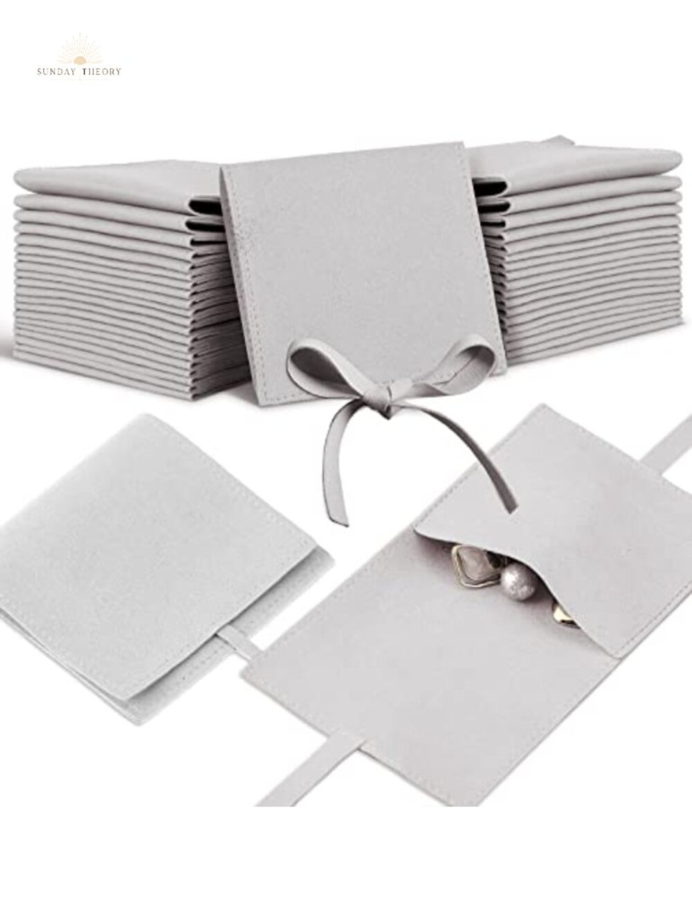 40 Pack Microfiber Jewelry Pouches Drawstring Gift Bags with Bow Tie